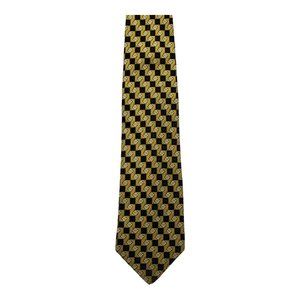 Pierre Balmain Geometric Pattern Yellow 100% Silk Necktie